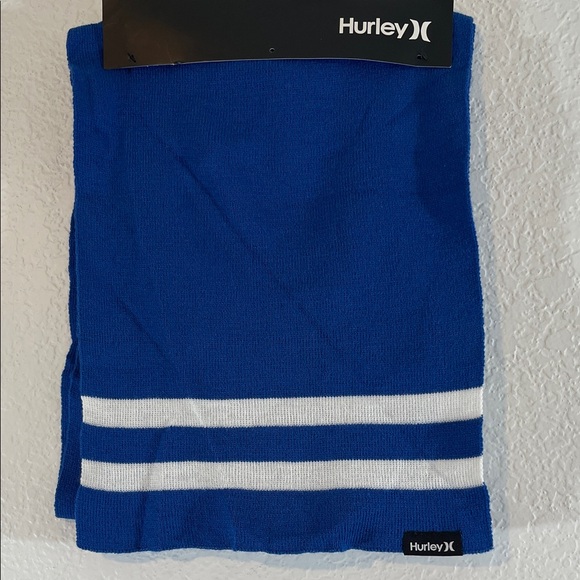 Hurley New York Scarf Royal Blue White Stripe One Size NEW - Picture 2 of 3